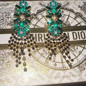 Gorgeous Green and Gold Statement Earrings
